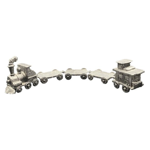 Michael Ricker RB 1986 5 Pc Pewter Train Set 9.5"L  Engine, 3 Flats & Caboose - Picture 1 of 16